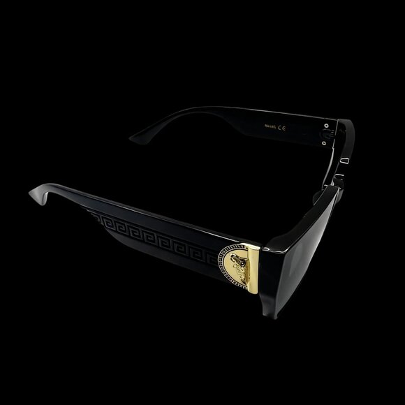 NEW MEDUSA Luxe Iconic Glam Trendy Designer Style Sunglasses Black Gold - Picture 2 of 4